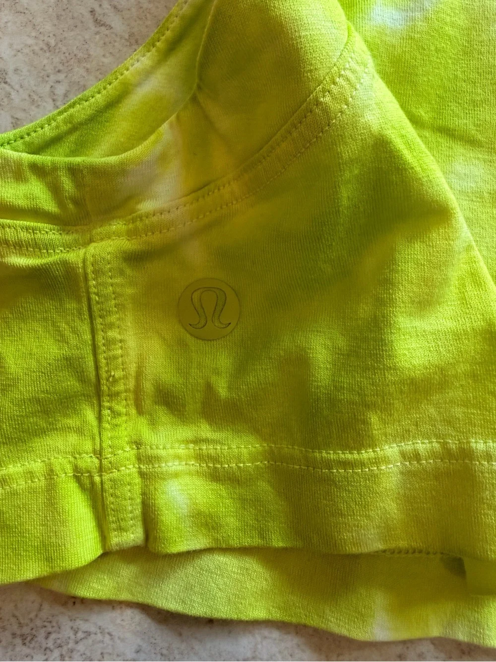 lululemon athletica Neon Yellow Tie-Dye Cropped Muscle Tank